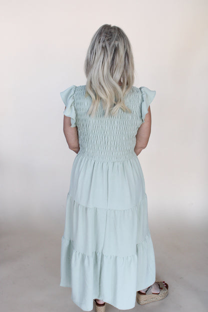 Flutter Sleeve Midi Dress