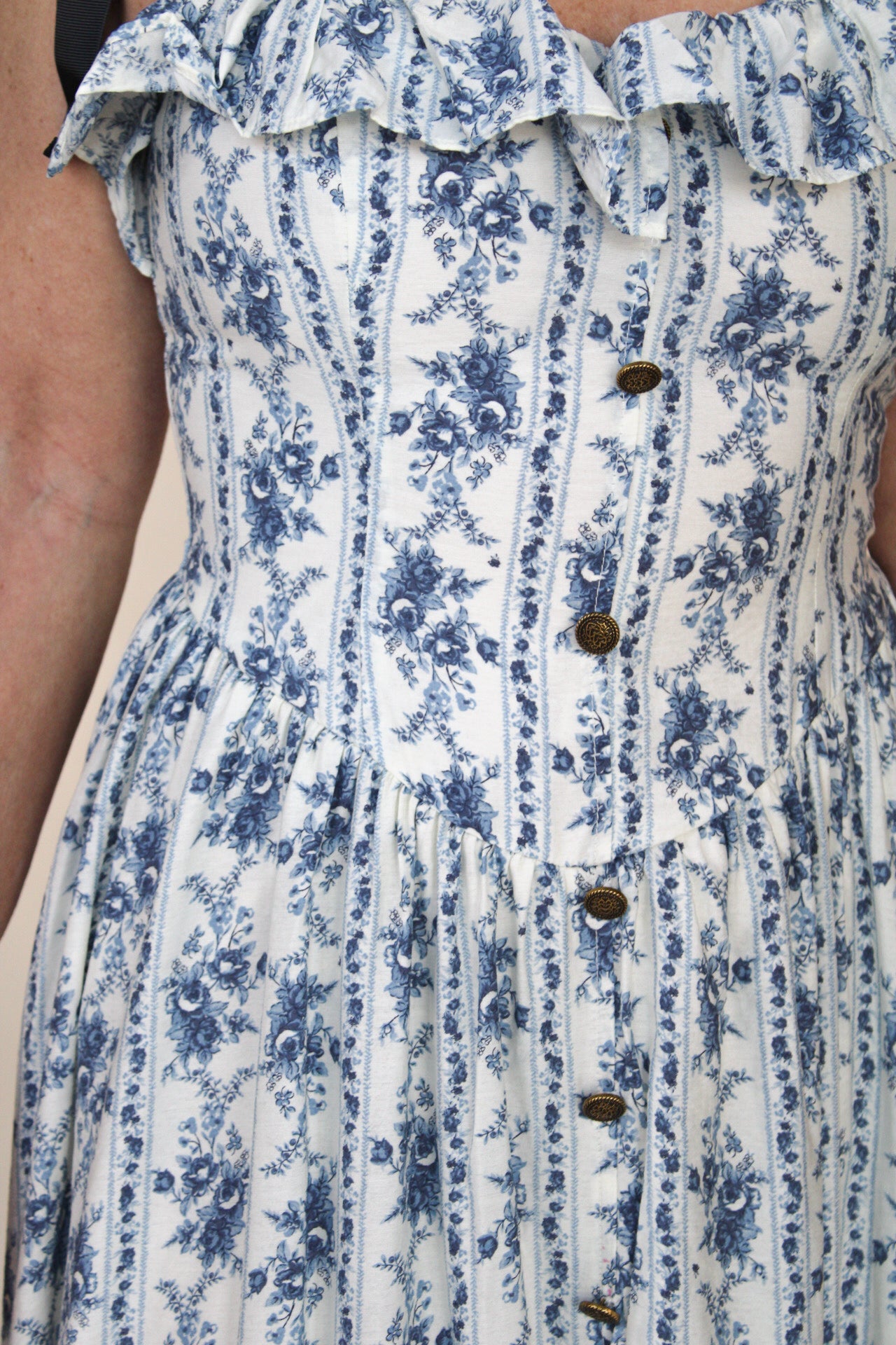 Stripe Floral Button Down Midi Dress