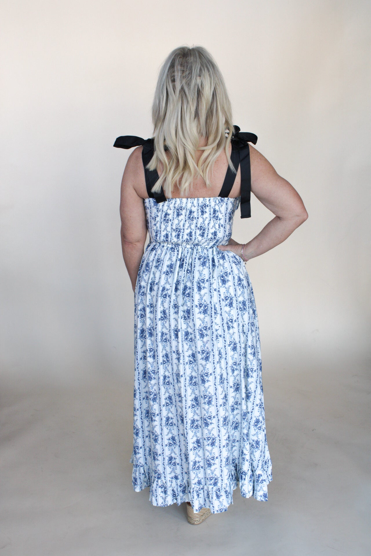 Stripe Floral Button Down Midi Dress