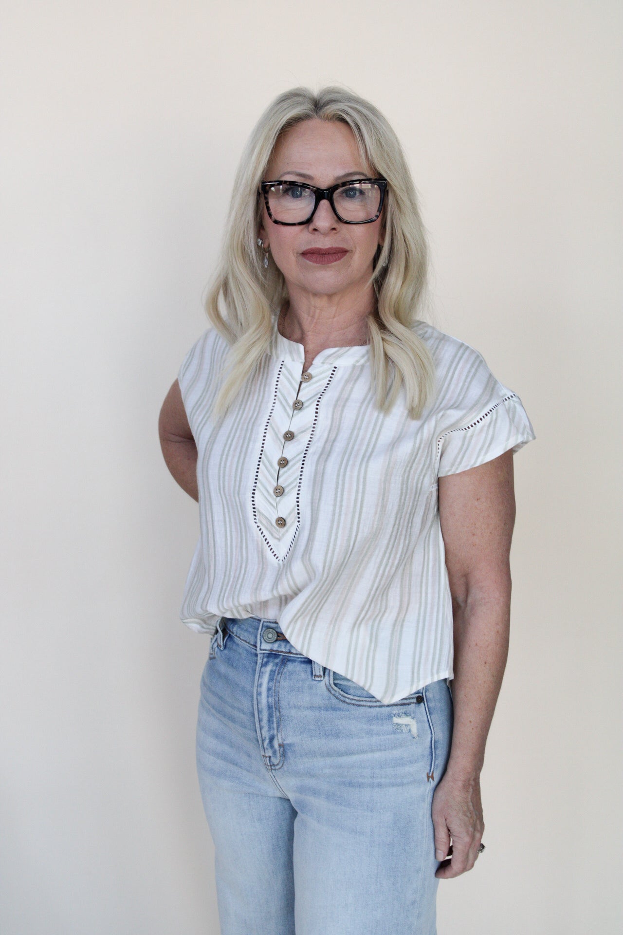 Stripe Lace Trim Top