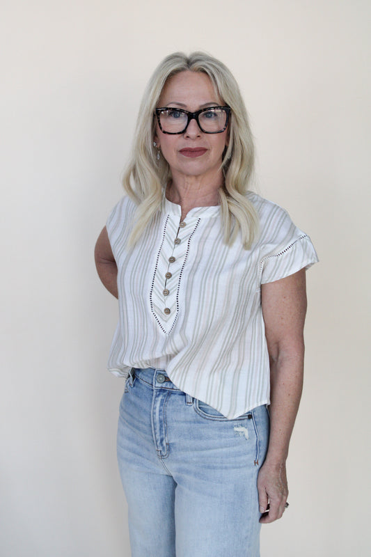 Stripe Lace Trim Top