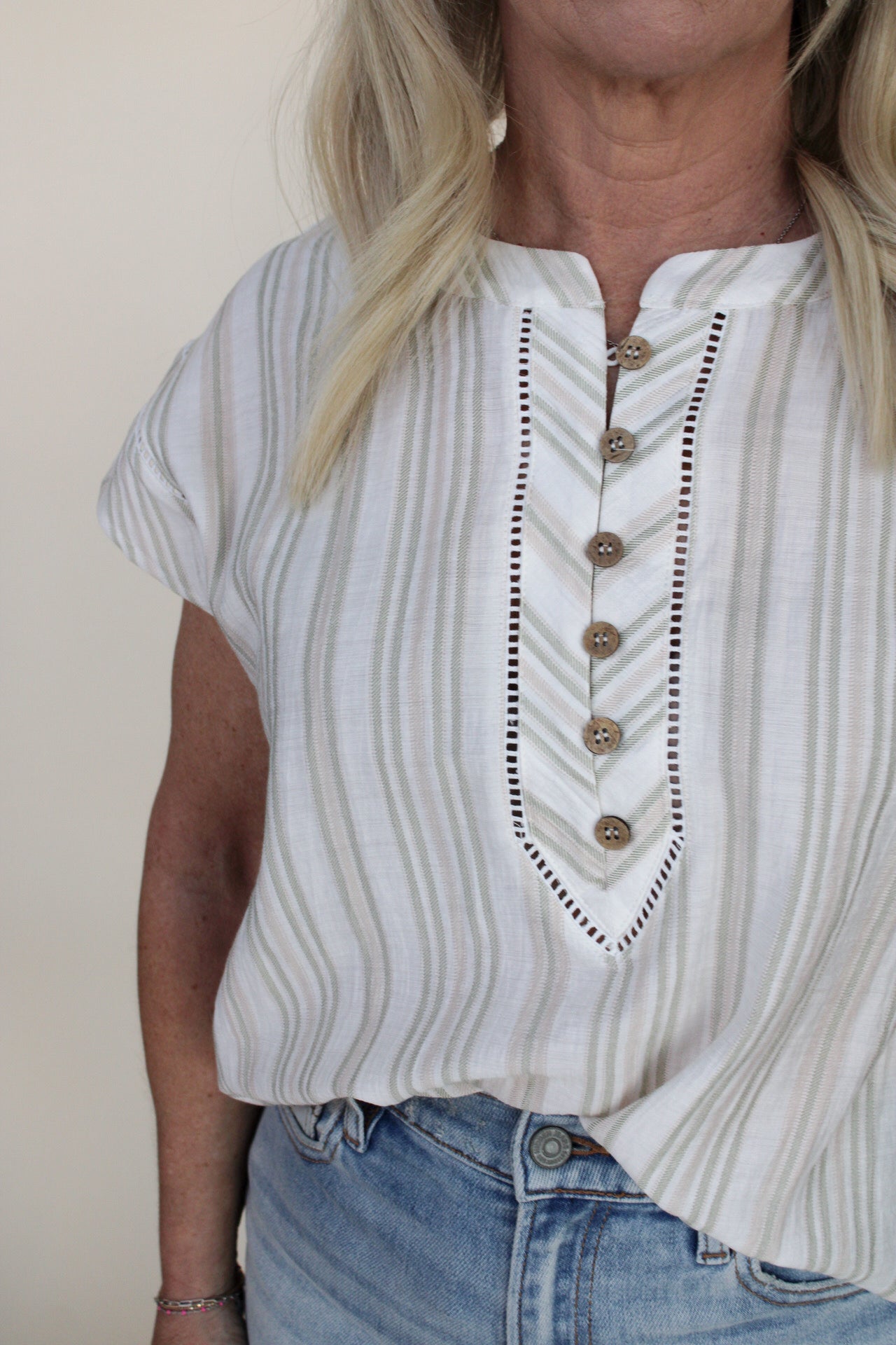 Stripe Lace Trim Top