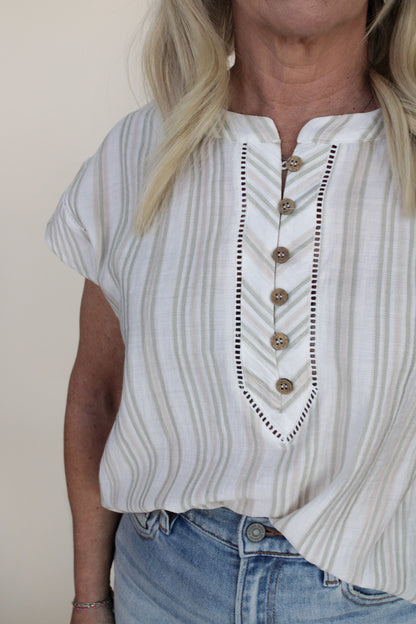 Stripe Lace Trim Top