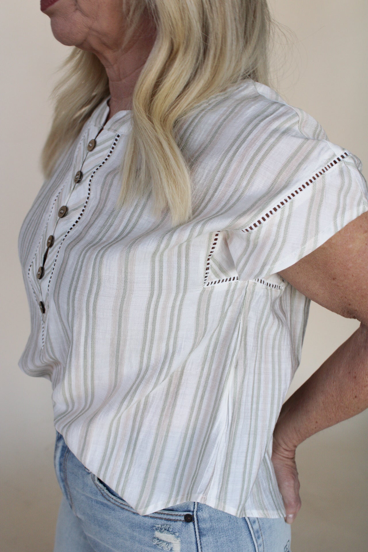 Stripe Lace Trim Top