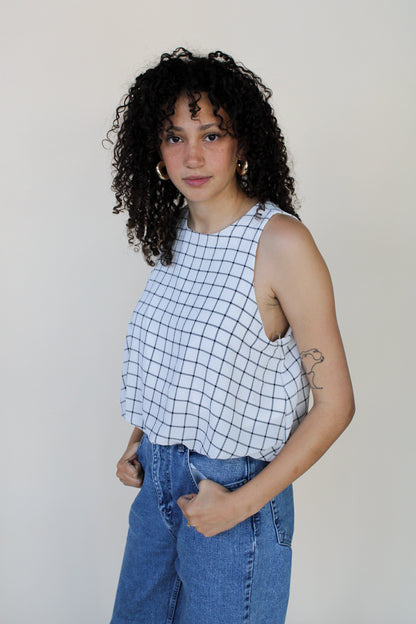 Allie Grid Bubble Hem Top