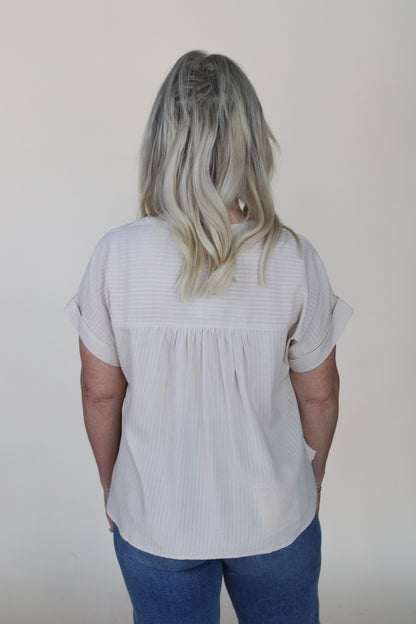 Ruched Sleeve Henley Top