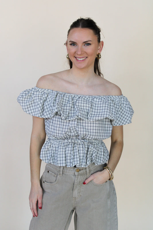 Madison Plaid Off The Shoulder Top