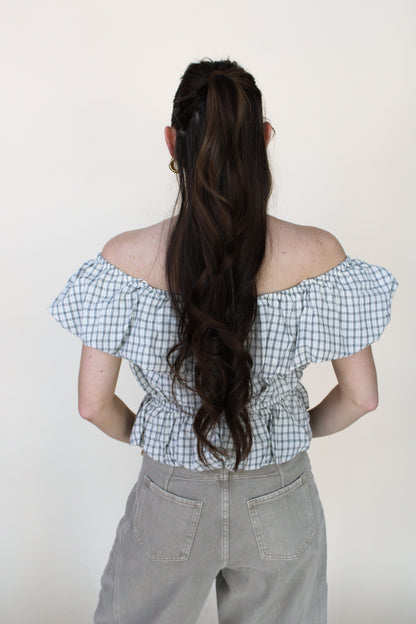 Madison Plaid Off The Shoulder Top