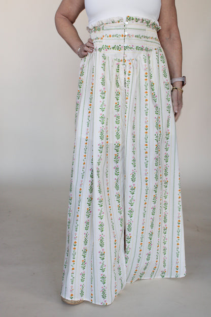 Iris Floral Stripe Maxi Skirt