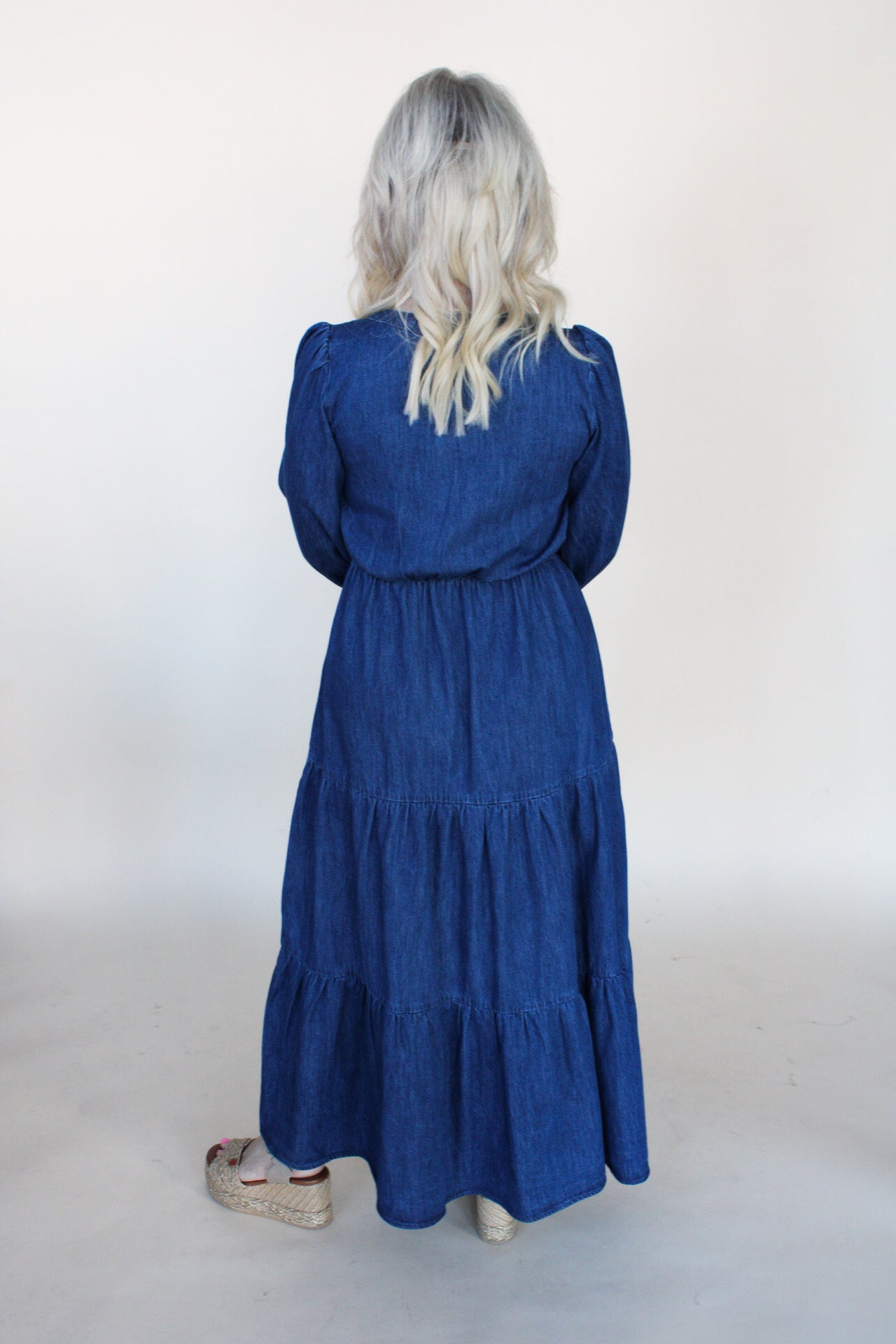Cheyenne Denim Tie Midi Dress