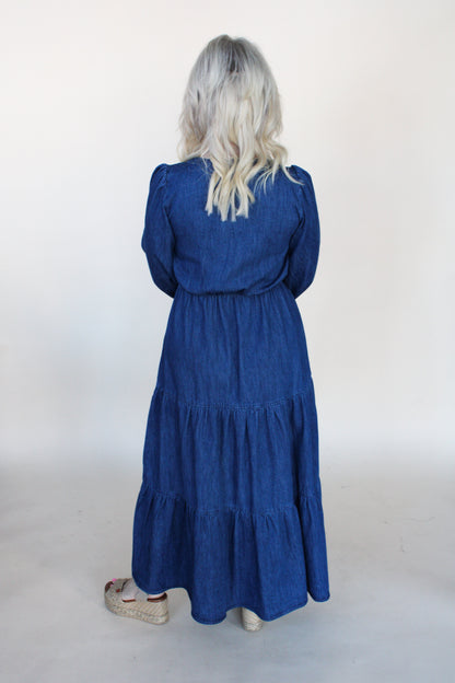 Cheyenne Denim Tie Midi Dress