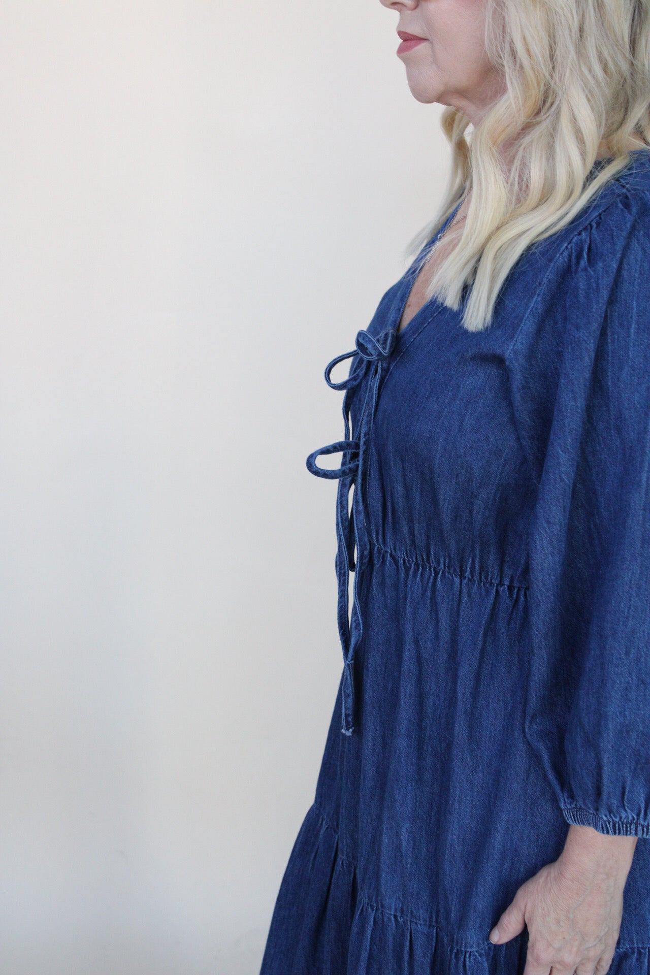 Cheyenne Denim Tie Midi Dress