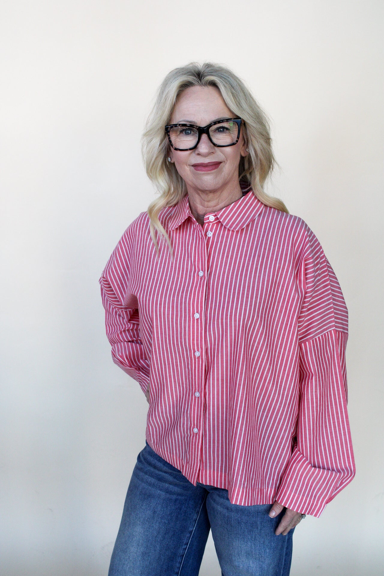 Josslyn Pink Button Up