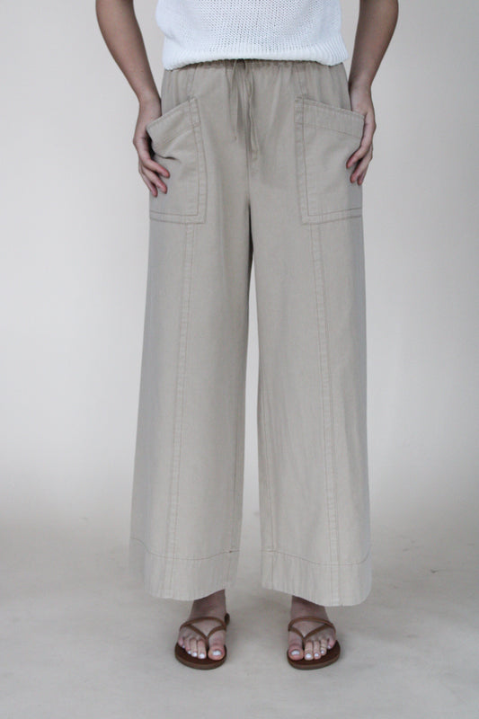 Mineral Wash Wide Leg Elastic Pant