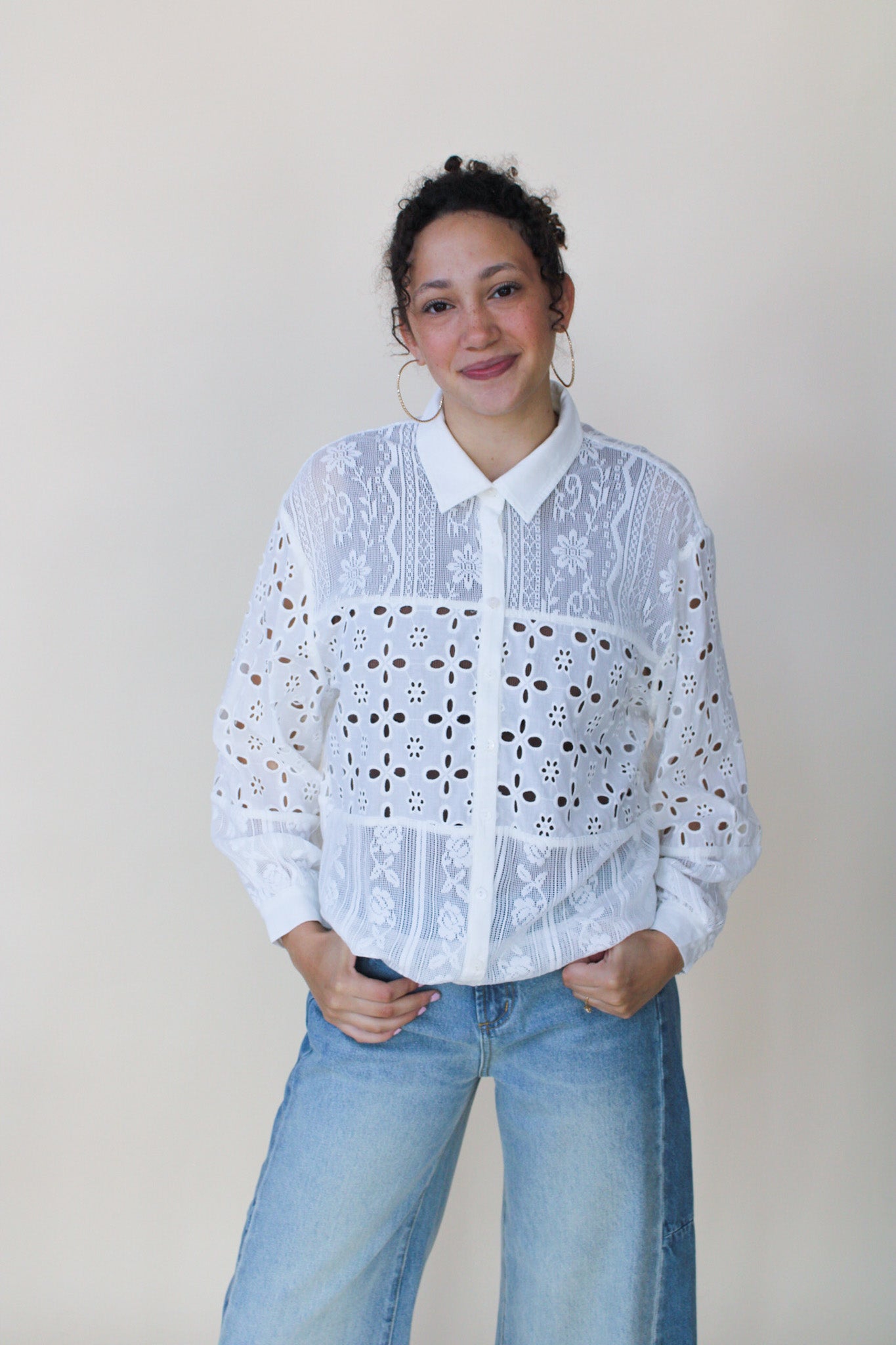 Summer Eyelet Button Down