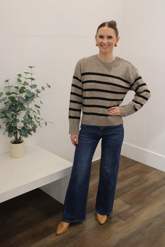 Jenny Striped Button Sweater