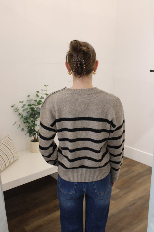 Jenny Striped Button Sweater