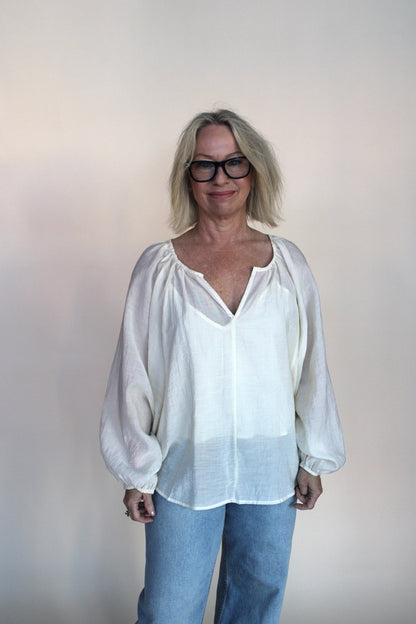 Woven V Neck Blouse