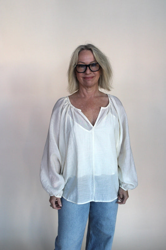 Woven V Neck Blouse