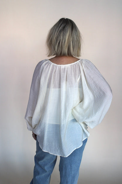 Woven V Neck Blouse