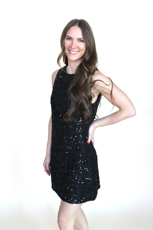 Special Occasion Black Sequin Mini Dress