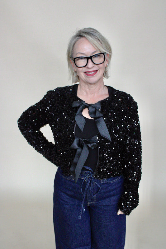 Sequin Ribbon Bow Jacket