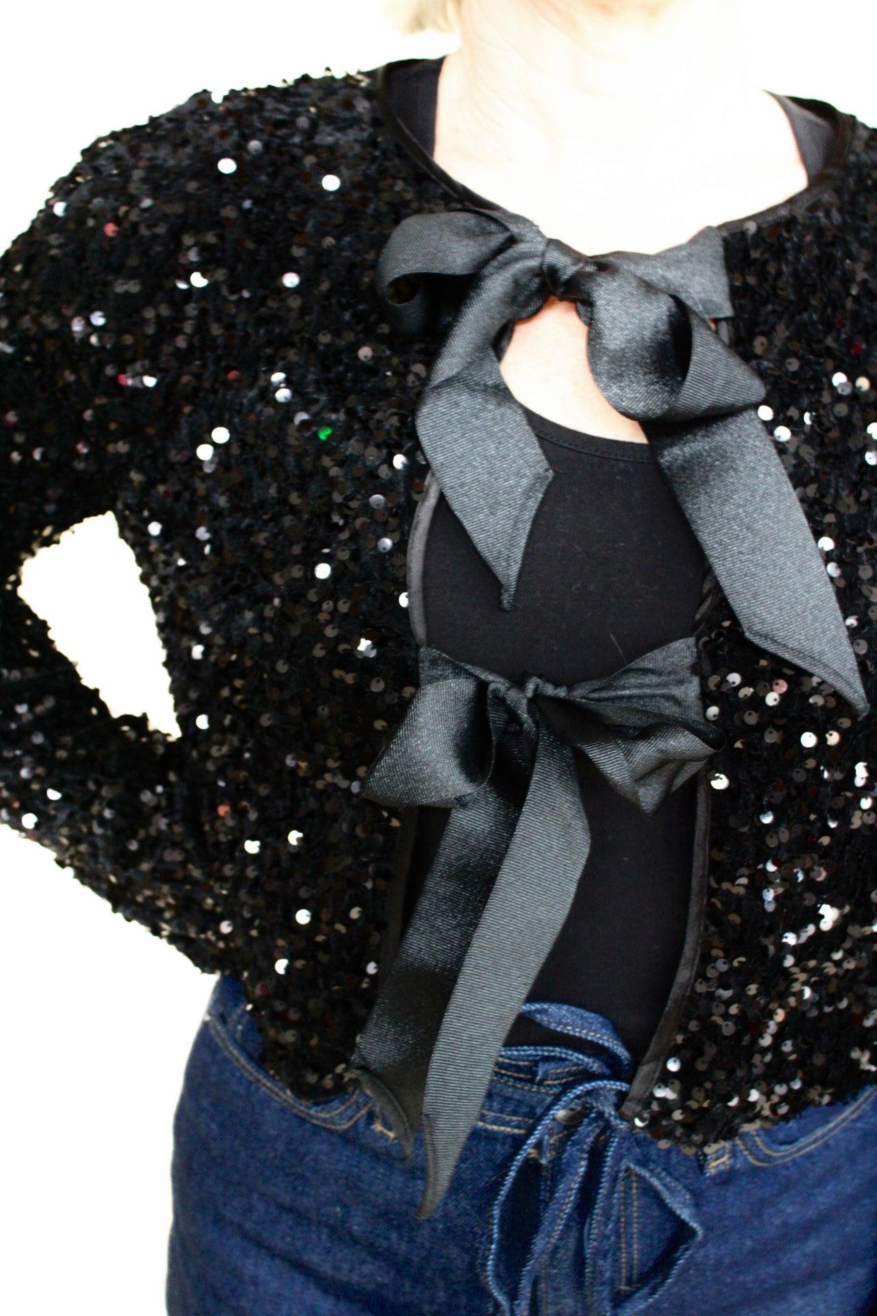 Sequin Ribbon Bow Jacket