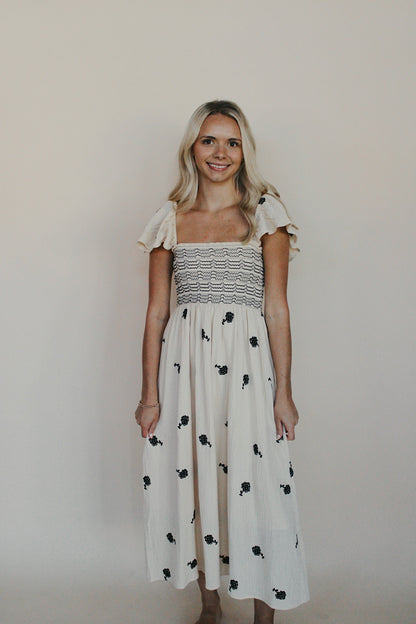 Floral Embroidered Midi Dress