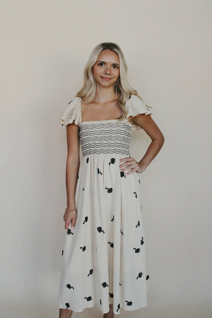 Floral Embroidered Midi Dress