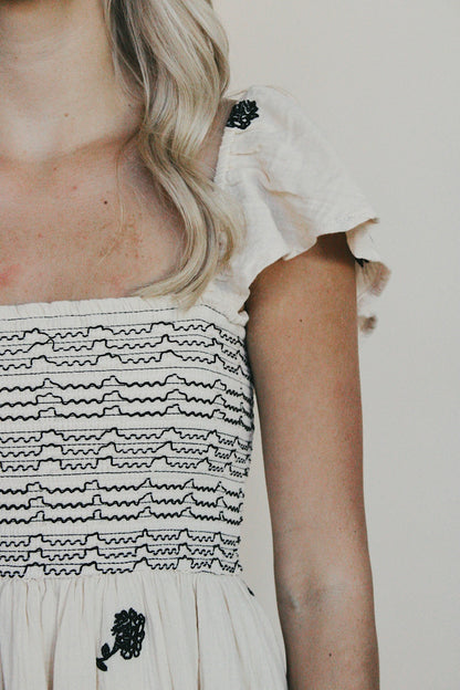 Floral Embroidered Midi Dress