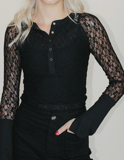 Floral Lace Henley Top