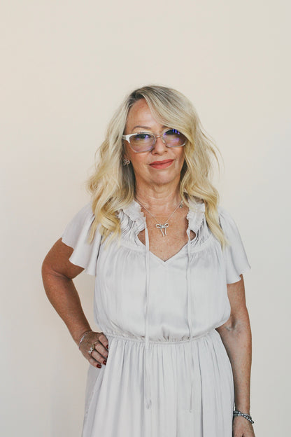 Satin Ruffle Sleeve Midi Dress