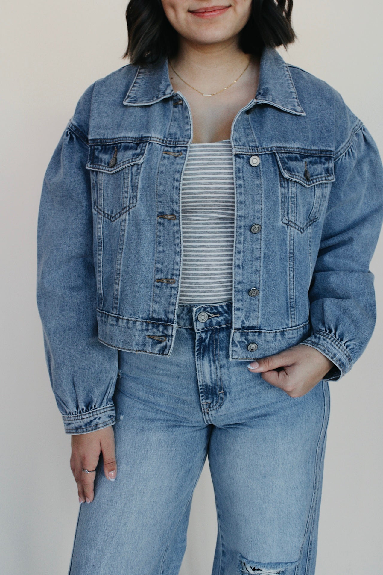 Puff Sleeve Denim Jacket