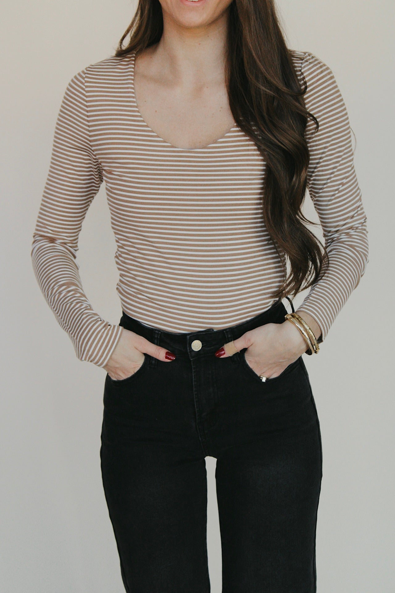 Ultra Soft Striped Long Sleeve - Mocha