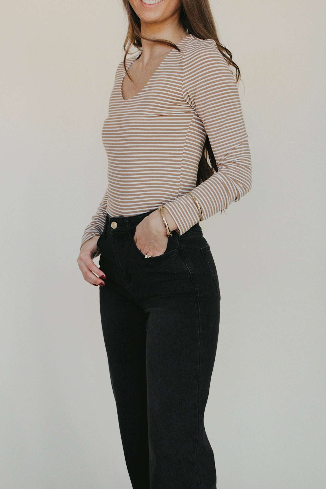 Ultra Soft Striped Long Sleeve - Mocha