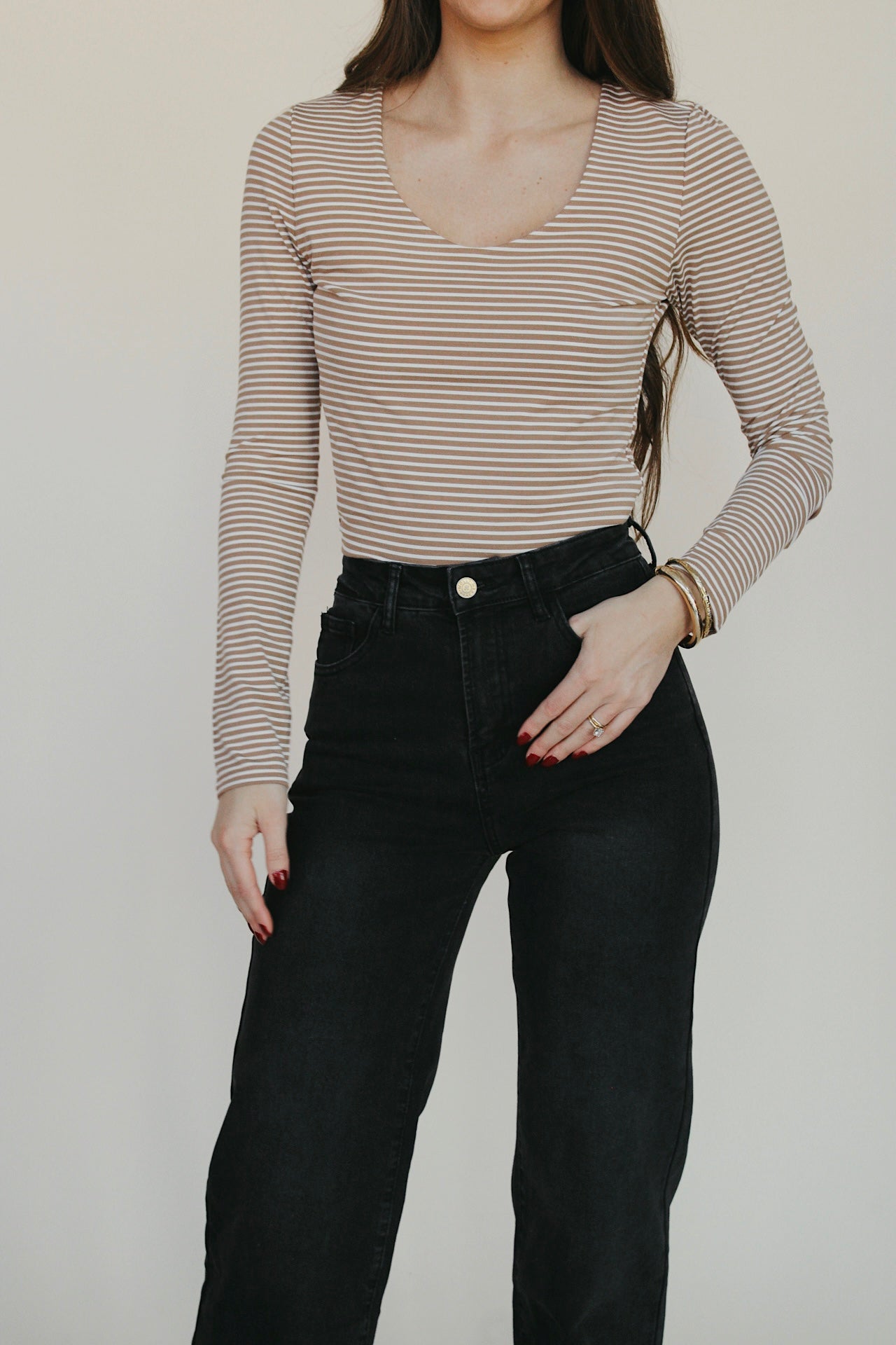 Ultra Soft Striped Long Sleeve - Mocha