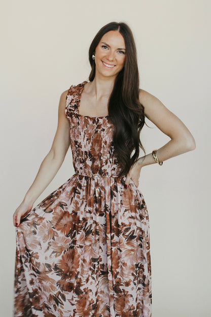 Floral Mesh Fit And Flare Midi Dress