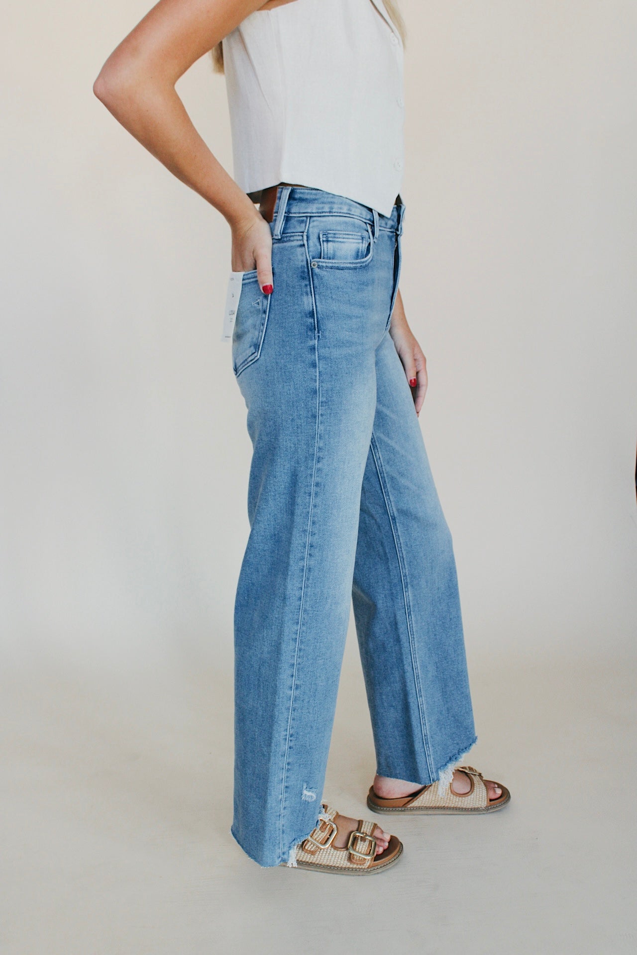 Hidden Frayed Hem Dad Jean