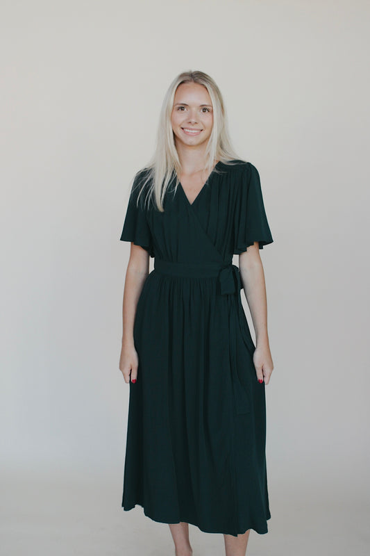 Danica Flutter Sleeve Midi Dress