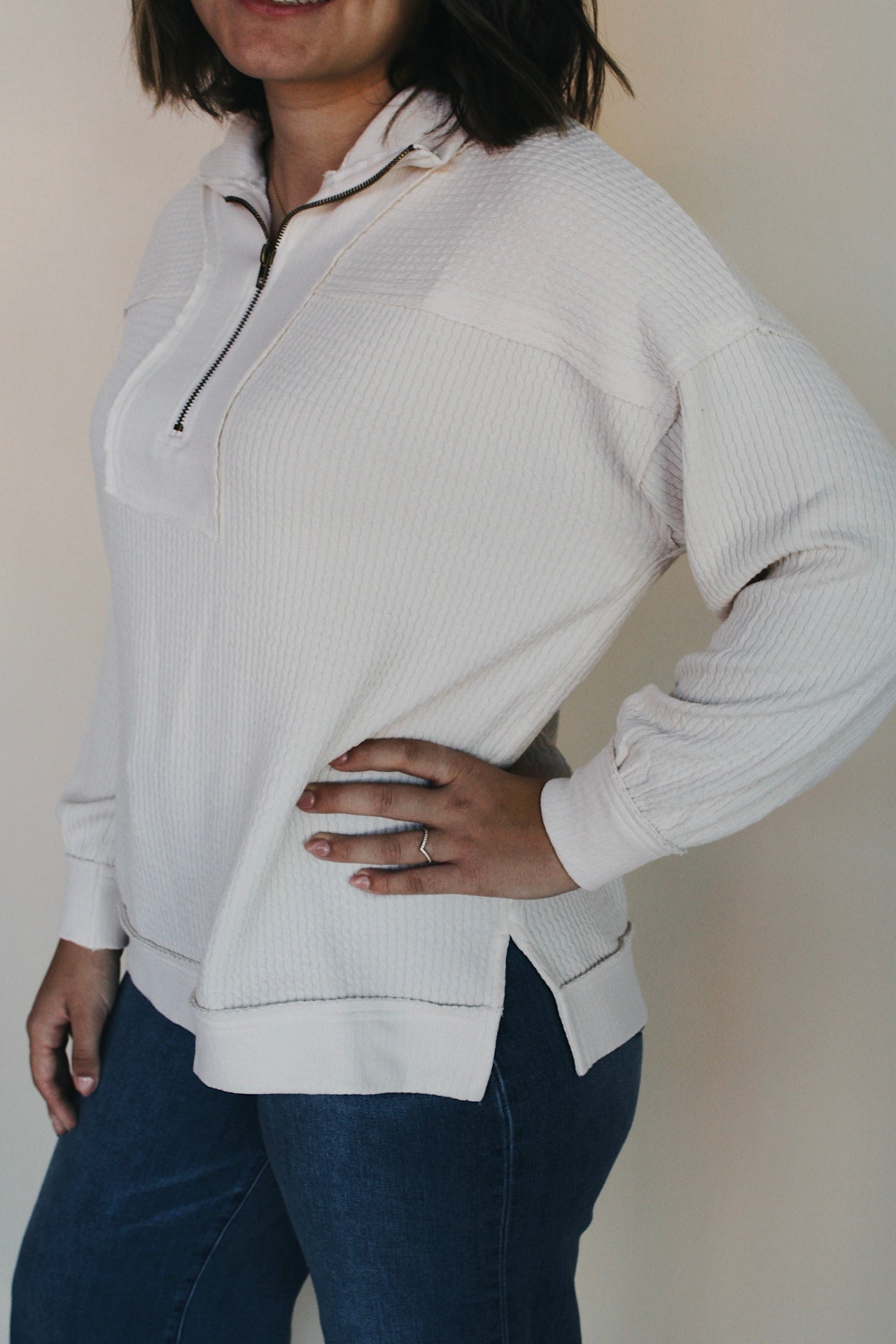 Mira Half Zip Waffle Knit