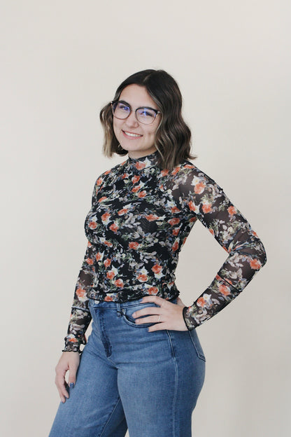 Tori Floral Mesh Long Sleeve