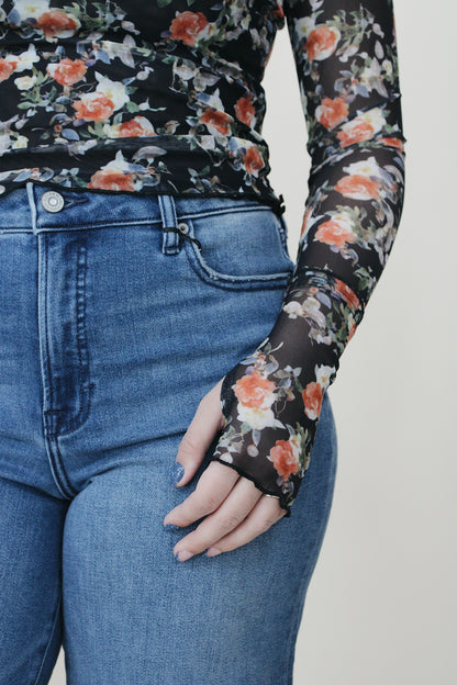 Tori Floral Mesh Long Sleeve