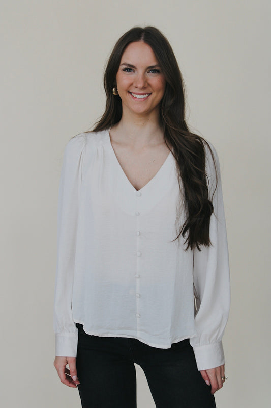 Lyra Satin V Neck Blouse