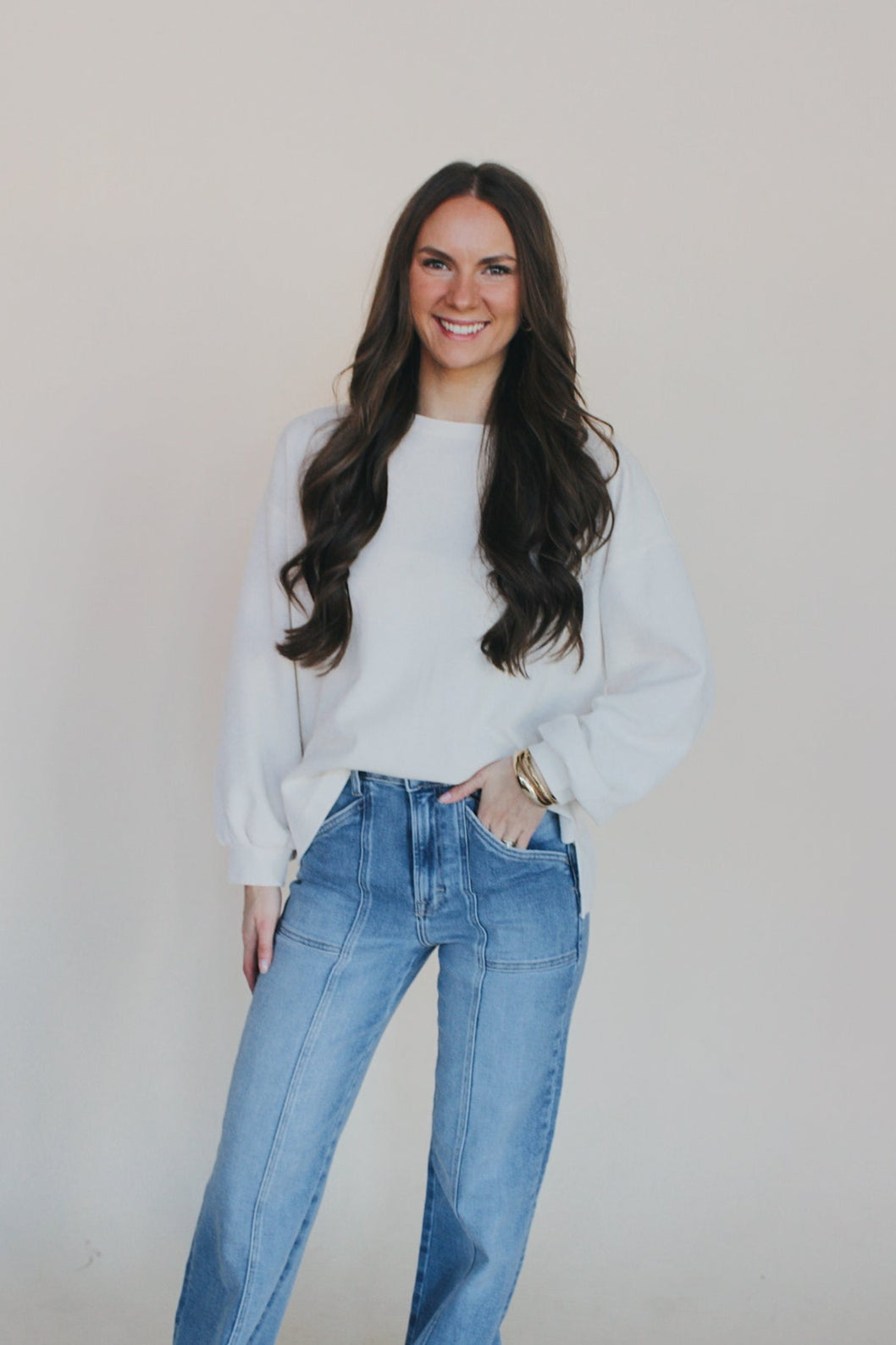 Drop Shoulder Knit Top