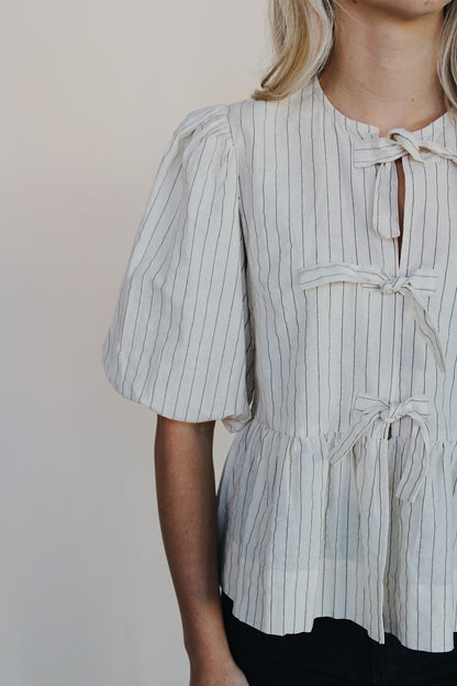 Ella Striped Tie Blouse