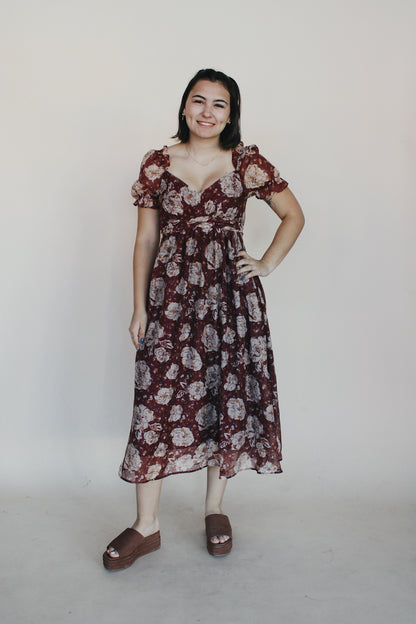 Floral Sweetheart Midi Dress