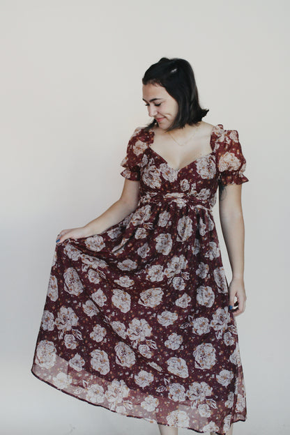 Floral Sweetheart Midi Dress