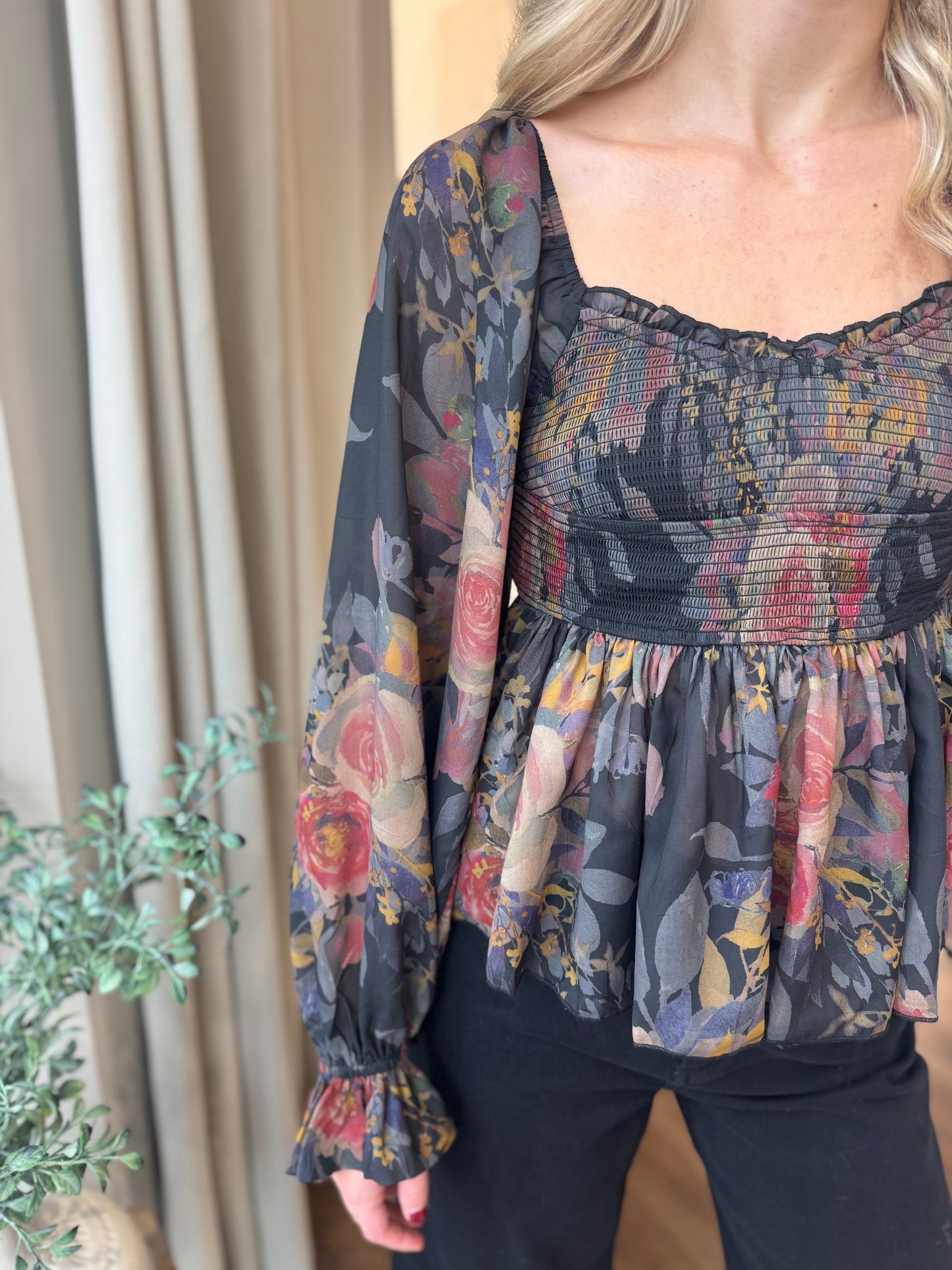 Iris Floral Peplum Top