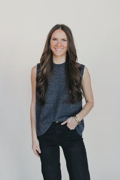 Heather Sleeveless Knit Sweater