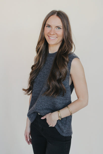 Heather Sleeveless Knit Sweater